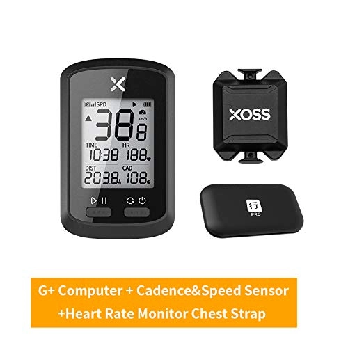 Cycling Computer : XOSS Bike Computer G+ Wireless GPS Speedometer Waterproof Road Bike MTB Bicycle Bluetooth ANT+ with Cadence Cycling Computers (Combo 4)