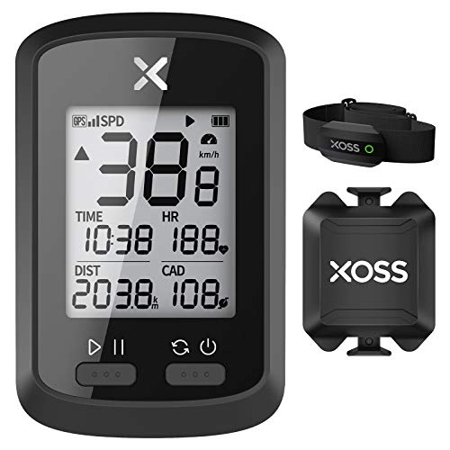 Cycling Computer : XOSS G+ GPS Bicycle Computer ANT+, Wireless Outdoor Bicycle Speedometer and Odometer, Suitable for Road Bikes E-Bike and MTB, Periphery such as Cadence and Chest Strap