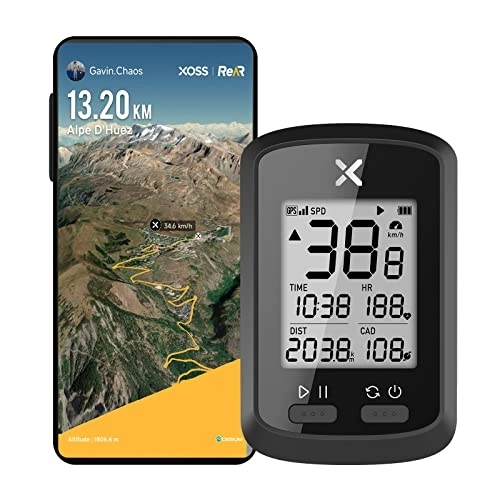 Cycling Computer : XOSS G+ GPS Bike Computer, Bluetooth ANT+ Cycling Computer, Wireless Bicycle Speedometer Odometer with LCD Display, Waterproof MTB Tracker Fits All Bikes Electric Bike (XOSS APP Support)
