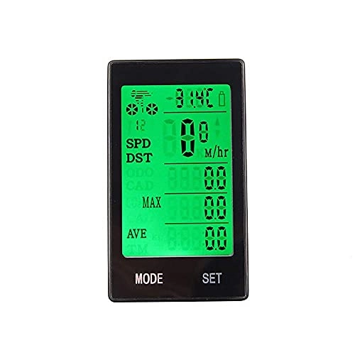 Cycling Computer : Yongqin Bicycle Odometer Speedometer Bike Speedometer Bicycle Computer Wired Wireless Speedometer Large Screen 2.4 Inch Luminous Waterproof Odometer (Color : Black, Size : Wireless Black)