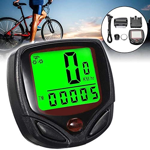 Cycling Computer : ZHANGJI Bicycle speedometer-Waterproof LCD Bicycle Bike Wirelesster Cycle Computer with Green Backlight Bicycle Accessories