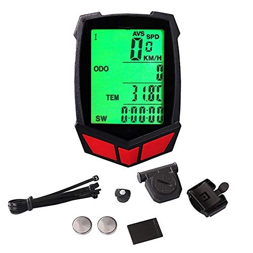 Cycling Computer : Zjcpow Cycling Speedometer Bicycle Stopwatch Road Car Speedometer Odometer Mountain Bike Cycling Equipment Bicycle Computer (Color : Red, Size : One size)