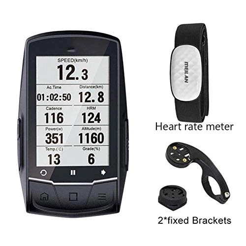 Cycling Computer : ZW GPS Navigation Bike Computer, Bluetooth Speedometer Connect Wireless Speedometer Cycling Bike Odometer with Large Screen Black