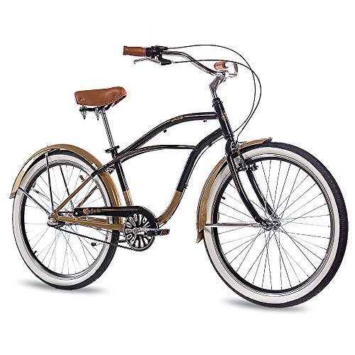 Bici Cruiser : 66, 04 cm pollici in alluminio Beach Cruiser uomo bicicletta CHRISSON SANDO con 3 marce SHIMANO NEXUS nero oro