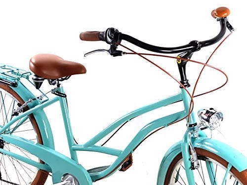 Bici Cruiser : Adriatica Bicicletta Donna Cruiser Ruote 26″ con Cambio Shimano 7 velocità / Colore Azzurro Turchese