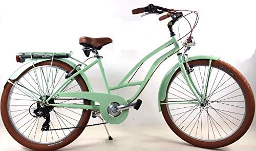 Bici Cruiser : Adriatica Bicicletta Donna Cruiser Ruote 26″ con Cambio Shimano 7 velocità / Colore Verde Pistacchio