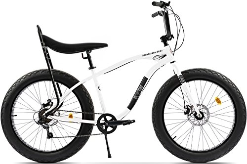 Bici Cruiser : ApeRider Fat Bike Cruiser 7 marce Cutezator Banana 26 pollici, colore: Bianco
