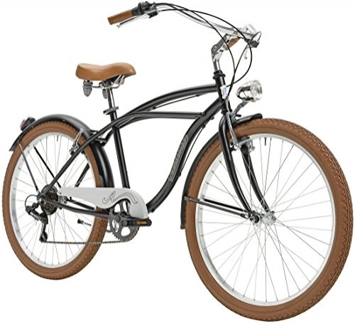 Bici Cruiser : Bicicletta Cicli Adriatica Cruiser da uomo, telaio in acciaio, ruota da 26", cambio Shimano a 6 velocità, taglia 45 (Nero Opaco, H 45)