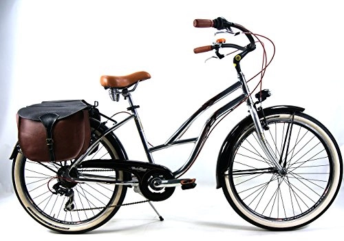 Bici Cruiser : Bicicletta Donna Cruiser In Alluminio CicloSport 26" Cambio Shimano 7V / Colore Silver