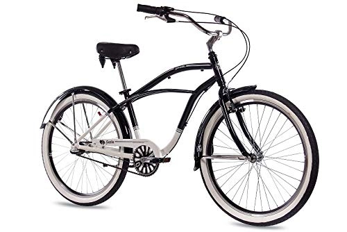 Bici Cruiser : Chrisson Beachcruiser Sando - Bicicletta da donna con cambio Shimano Nexus a 3 marce, stile retrò, 26", colore: nero / bianco