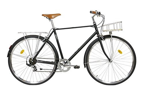 Bici Cruiser : FabricBike City Classic- Comfort Tradizionale a 7 velocità Shimano Bicicletta Ibrida, Urban Commuter Road Bike, Ruote 700 C (Matte Black Deluxe, L-58cm)