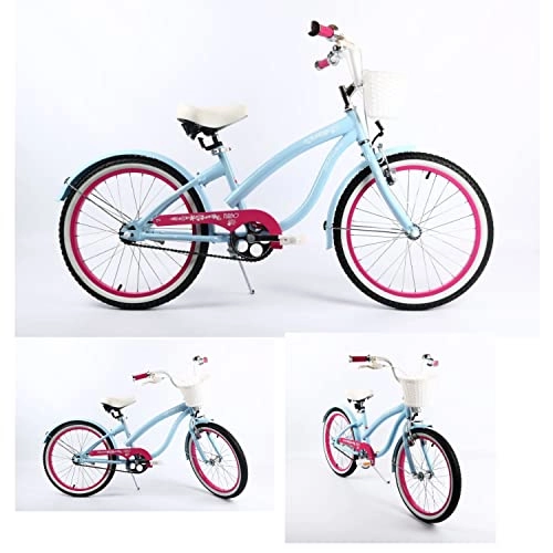 Bici Cruiser : Lux4kids - Bicicletta da bambina Cruiser, 20 pollici, 6 colori, freno a contropedale di Lux4kids, colore blu pastello, rosa 04