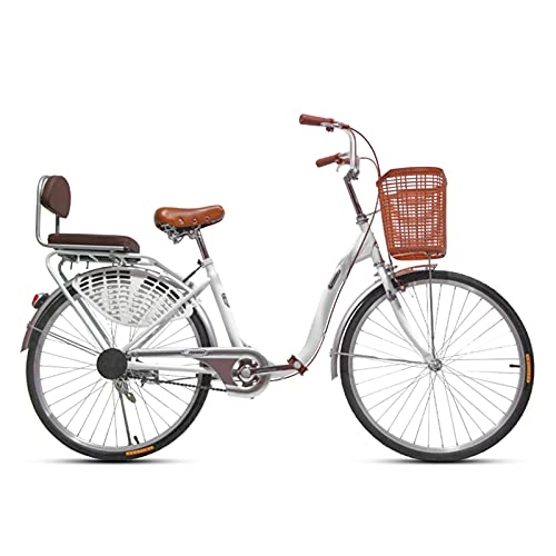 Bici Cruiser : QILIYING Cruiser Bike Bicicletta Uomo E Donna Singola Velocità Variabile Studente Lightwe-ight Confortevole Bicicletta Retro Donne Strada Bicicletta (Colore: Bianco, Taglia : 6)