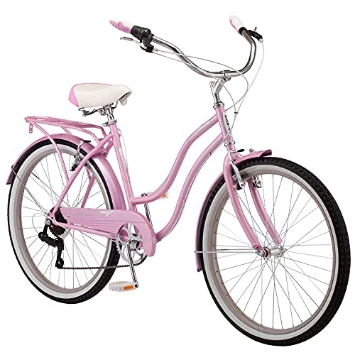 Bici Cruiser : Schwinn Donna Perla 7 Speed Cruiser Ruote 66 cm, Donna, S5477FAZ, Pink, 14" / Small