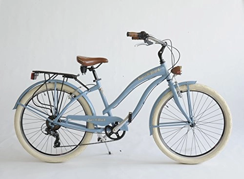 Bici Cruiser : Via Veneto Bicicletta Bici Citybike CTB Donna Vintage American Cruiser Retro Alluminio (Azzurro)