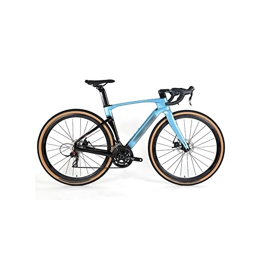 Bici da strada : Bicycles for Adults Carbon Fiber Gravel Road Bike 24 Speed Line Pulling Hydraulic Disc Brake Fully Hidden Cable Carbon Frame Cool Design (Color : Blue)