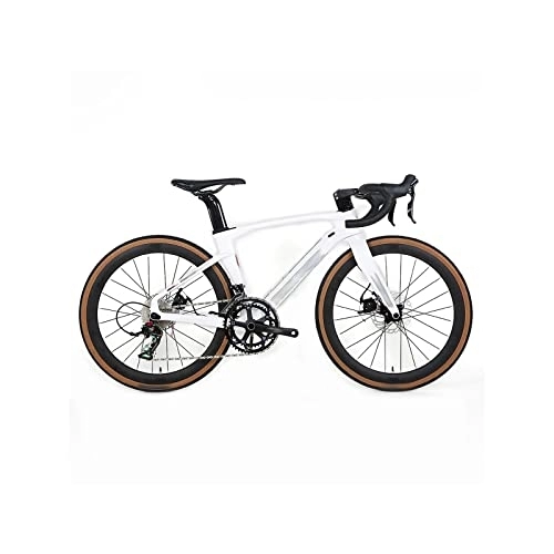 Bici da strada : Bicycles for Adults Carbon Fiber Road Bike 22 Speed disc Brake fit (Color : White)