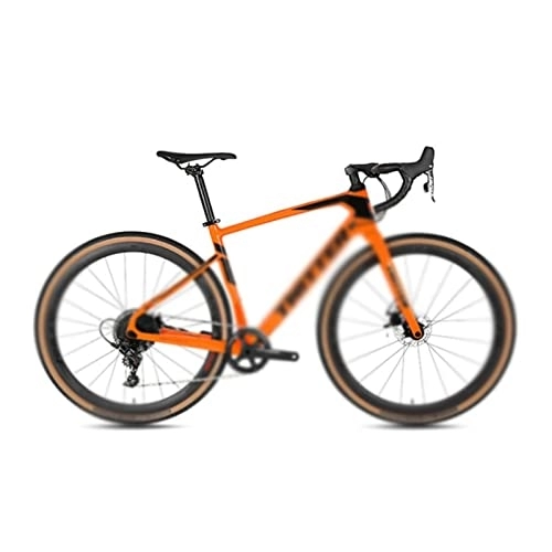 Bici da strada : Bicycles for Adults Road Bike 700C Cross Country 11 Speed 40C tire for Hydraulic Brake Derailleur (Color : Orange, Size : 11_48CM)