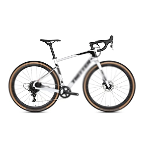 Bici da strada : Bicycles for Adults Road Bike 700C Cross Country 11 Speed 40C tire for Hydraulic Brake Derailleur (Color : White, Size : 11_48CM)