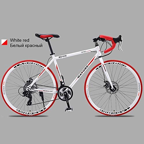 Bici da strada : BSWL Bicicletta da Strada in Lega di Alluminio 700C 21 Bicicletta da Strada 27And30 velocità Bicicletta da Strada A Sabbia A Due Dischi Bicicletta Ultraleggera, White Red, 27
