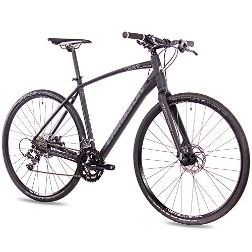 Bici da strada : Chrisson - Bicicletta da corsa Urban One, 28 pollici, colore nero opaco, 52 cm, con cambio Shimano Claris a 16 marce, per uomo e donna