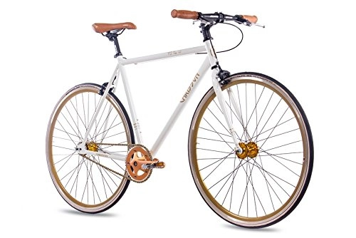 Bici da strada : Chrisson FG Flat 1.0 bicicletta da corsa singlespeed a scatto fisso, 28 pollici, colore bianco e oro, modello 2016, 59 cm (Sw 12)