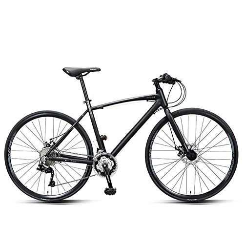 Bici da strada : DJYD 30 velocità Bici della Strada, Adulto Commuter Bike, Alluminio Leggero della Bicicletta della Strada, 700 * 25C ​​Ruote, Bicicletta da Corsa con Doppio Disco Freno, Nero FDWFN (Color : Black)