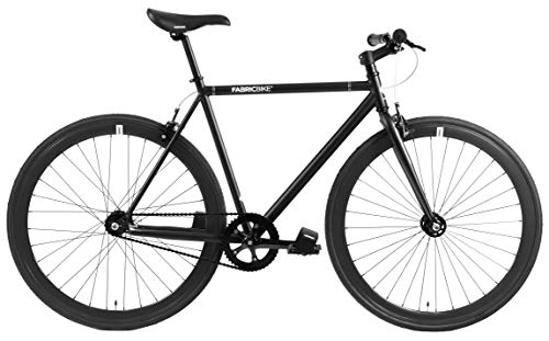 Bici da strada : Fabric Bike della bicicletta Fixie, Nero, completa mozzo, Single Speed, Fixed Gear Bike, Telaio in acciaio hi-ten, 10 kg, Fully Matte Black