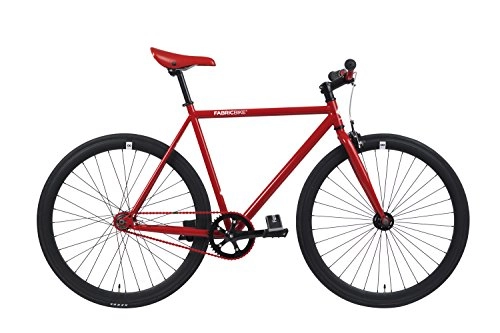 Bici da strada : Fabric Bike della bicicletta Fixie Rosso completa, Mozzo, Single Speed, Fixed Gear, Fixie Bike, Telaio in acciaio hi-ten, 10 kg, Red & Black