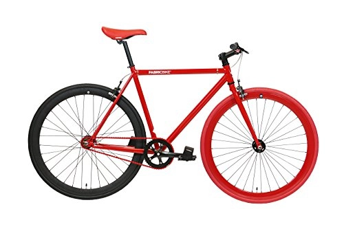 Bici da strada : Fabric Bike della bicicletta Fixie Rosso completa, Mozzo, Single Speed, Fixed Gear, Fixie Bike, Telaio in acciaio hi-ten, 10 kg, Red & Matte Black 2.0
