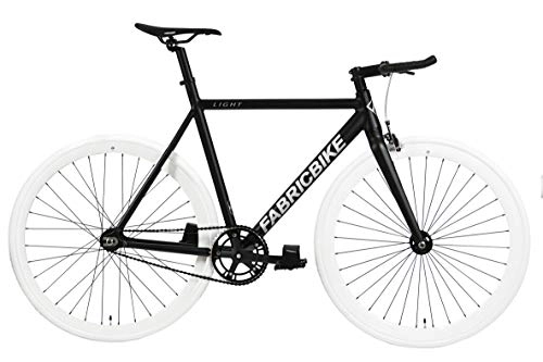 Bici da strada : Fabric Bike Light – Fixed Gear bicicletta, Single Speed Fixie completa mozzo, Telaio in alluminio e forcella, ruote 28, 4 colori, 3 dimensioni, 9.45 kg (taglia M) (L-58cm, Light Black & White)