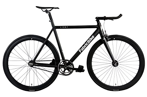 Bici da strada : Fabric Bike Light – Fixed Gear bicicletta, Single Speed Fixie completa mozzo, Telaio in alluminio e forcella, ruote 28, 4 colori, 3 dimensioni, 9.45 kg (taglia M) (L-58cm, Light Matte Black)