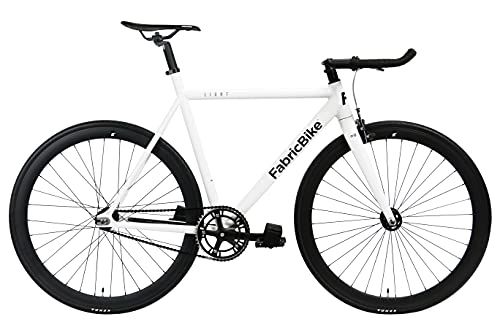 Bici da strada : Fabric Bike Light – Fixed Gear bicicletta, Single Speed Fixie completa mozzo, Telaio in alluminio e forcella, ruote 28, 4 colori, 3 dimensioni, 9.45 kg (taglia M) (M-54cm, Light Pearl White)
