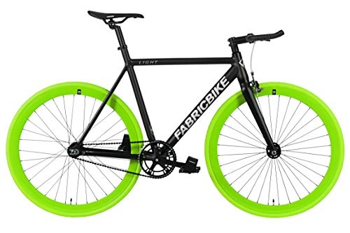 Bici da strada : Fabric Bike Light – Fixed Gear bicicletta, Single Speed Fixie completa mozzo, Telaio in alluminio e forcella, ruote 28, 4 colori, 3 dimensioni, 9.45 kg (taglia M) (S-50cm, Light Black & Green)