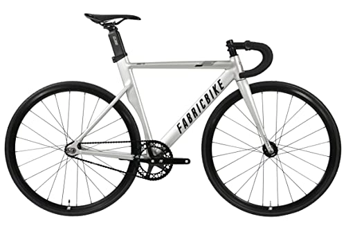 Bici da strada : FabricBike AERO - Fixed Gear Bicicletta, Single Speed Fixie Completa mozzo, Telaio in Alluminio e Forcella in carbonio, Ruote 28, 5 Colori, 3 Dimensioni, 7.95 kg (Taglia M) (Grey & Black, S-49cm)