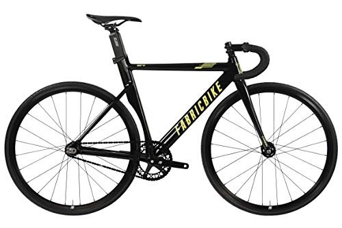 Bici da strada : FabricBike Aero - Fixed Gear Bicicletta, Single Speed Fixie Completa mozzo, Telaio in Alluminio e Forcella in Carbonio, Ruote 28, 5 Colori, 7.95 kg (Taglia M) (Glossy Black & Gold, L-58cm)