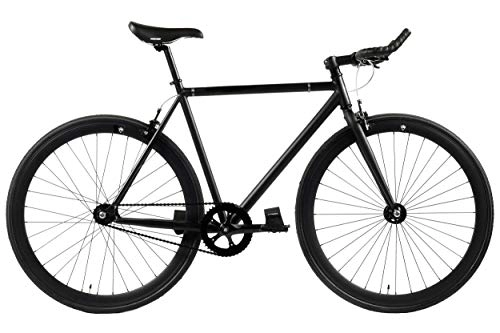 Bici da strada : FabricBike, bicicletta Hi-Ten, in acciaio nero, fixed gear, velocità singola, da città, 8 colori e 3 misure, 10 kg, Fully Matte Black, L-58cm