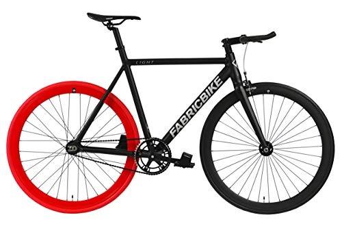 Bici da strada : FabricBike Light - Bicicletta Fixie, Fixed Gear, Single Speed, Telaio Forcella Alluminio, Ruote 28", 3 Taglie, 4 colori, 9, 45 kg (Taglia M), Light Black & Red 2.0, L-58cm