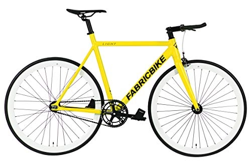 Bici da strada : FabricBike Light - Bicicletta Fixie, Fixed Gear, Single Speed, Telaio Forcella Alluminio, Ruote 28", 3 Taglie, 4 colori, 9, 45 kg (Taglia M), Light Yellow & White, M-54cm