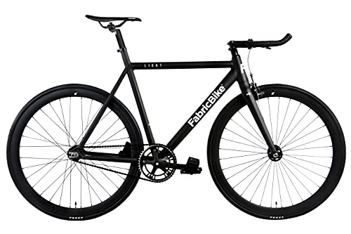 Bici da strada : FabricBike Light – Fixed Gear Bicicletta, Single Speed Fixie Completa mozzo, Telaio in Alluminio e Forcella, Ruote 28, 4 Colori, 3 Dimensioni, 9.45 kg (Taglia M) (L-58cm, Light Matte Black)
