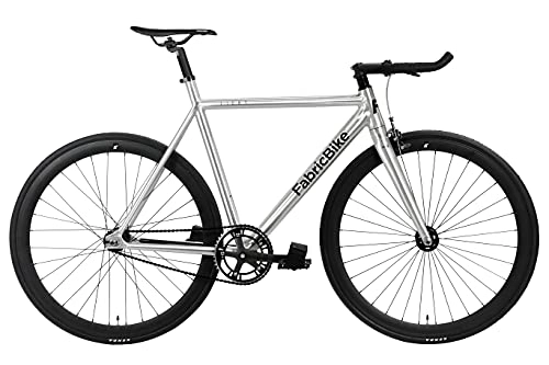 Bici da strada : FabricBike Light – Fixed Gear Bicicletta, Single Speed Fixie Completa mozzo, Telaio in Alluminio e Forcella, Ruote 28, 4 Colori, 3 Dimensioni, 9.45 kg (Taglia M) (M-54cm, Light Polished)