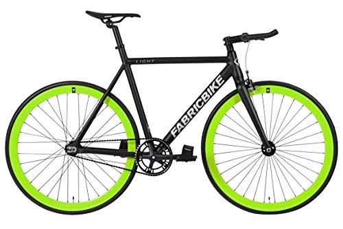 Bici da strada : FabricBike Light – Fixed Gear bicicletta, Single Speed Fixie completa mozzo, Telaio in alluminio e forcella, ruote 28, 4 colori, 3 dimensioni, 9.45 kg (taglia M) (S-50cm, Light Black & Green)