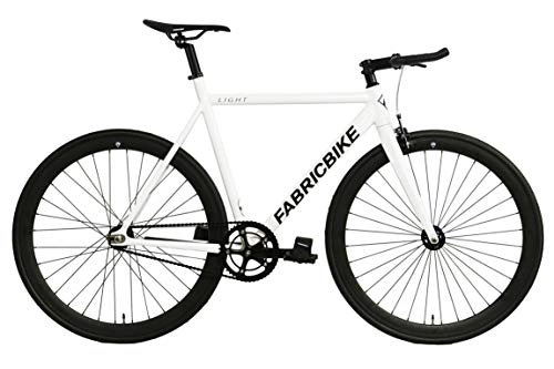 Bici da strada : FabricBike Light – Fixed Gear Bicicletta, Single Speed Fixie Completa mozzo, Telaio in Alluminio e Forcella, Ruote 28, 4 Colori, 3 Dimensioni, 9.45 kg (Taglia M) (S-50cm, Light Pearl White)
