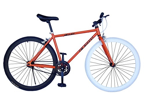 Bici da strada : Helliot Bikes Fixie Soho H11, Bicicletta Singola velocità Unisex-Adulto, Arancione, Standard