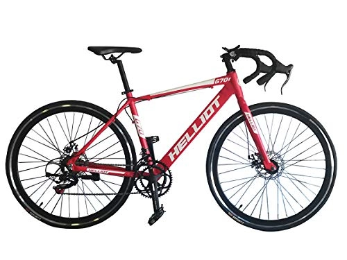 Bici da strada : Helliot Bikes Goa 7.0, Bicicletta da Strada Unisex-Adult, Rosso, M-L