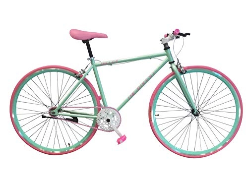 Bici da strada : Helliot Bikes Soho 04, Bicicletta Fixie Urbana Unisex-Adult, Rossa E Verde, M-L