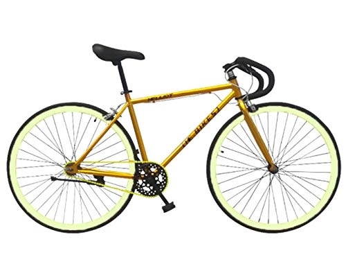Bici da strada : Helliot Bikes Soho 05, Bicicletta Fixie Urbana Unisex Adult, Oro, M-L