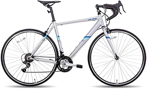 Bici da strada : Hiland 700C Biciclette da corsa con telaio in acciaio, Bici da città con cambio Shimano a 14 velocità, colore argento…