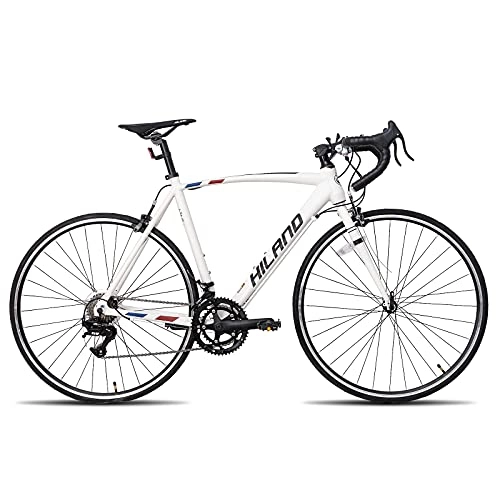 Bici da strada : Hiland Bicicletta da corsa 700C Racing Bike City, a pendolo con 14 velocità, 60 cm, colore bianco…