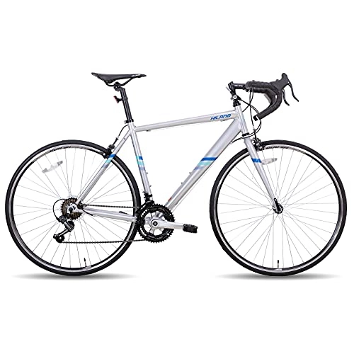Bici da strada : Hiland Biciclette da corsa 700C in acciaio, Biciclette da starda per Pendolare urbano con 14 velocità, colore argento…